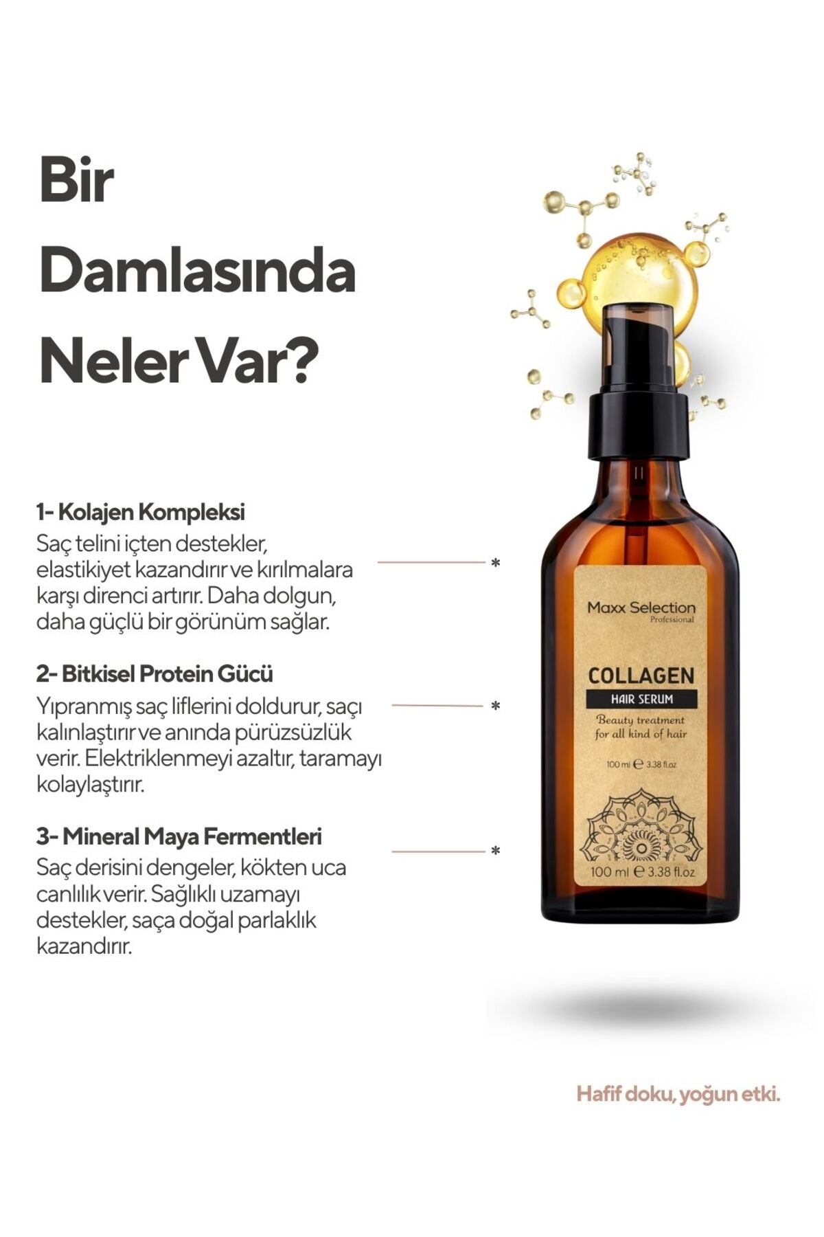 Kolajen Bakım Serumu Saç Uzatıcı Besleyici Onarıcı Dolgunlaştırıcı Collagen Saç Serum ve Yağı 100 ml — AR32 — تصویر 4 از 6
