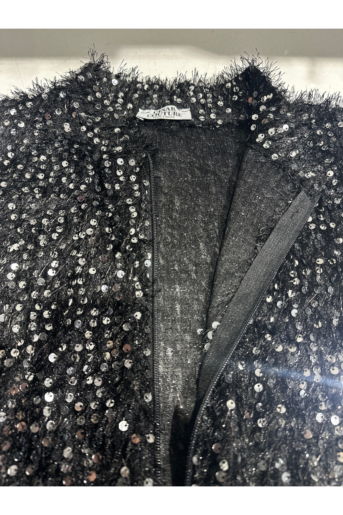 Çınar Couture  PAYETLİ GÜMÜŞ SİYAH CEKET - Görsel 4
