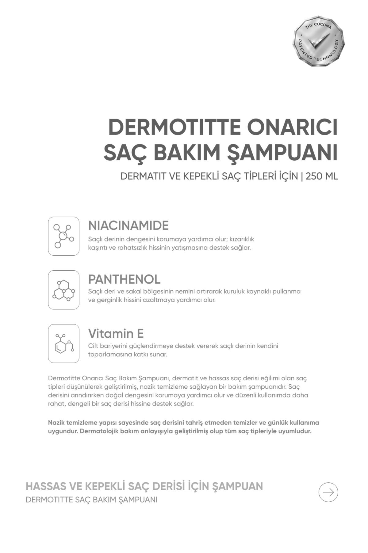 Dermotitte Onarıcı Saç Bakım Şampuanı | Dermatit ve Eğilimli Saç tipleri İçin | 250 ml — dermoşamp — تصویر 8 از 8