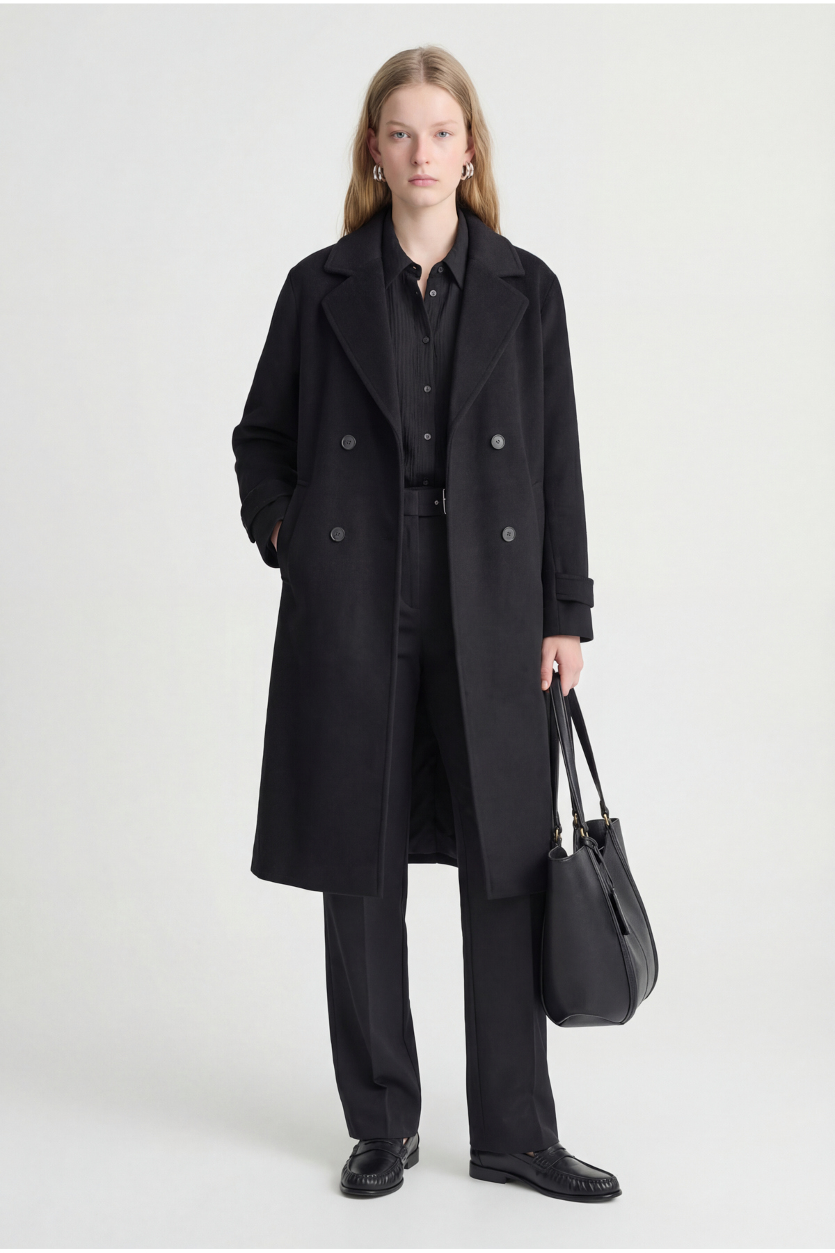 PAULMARK  Kadın Kruvaze Kapama Kaşe Kaban - Görsel 5