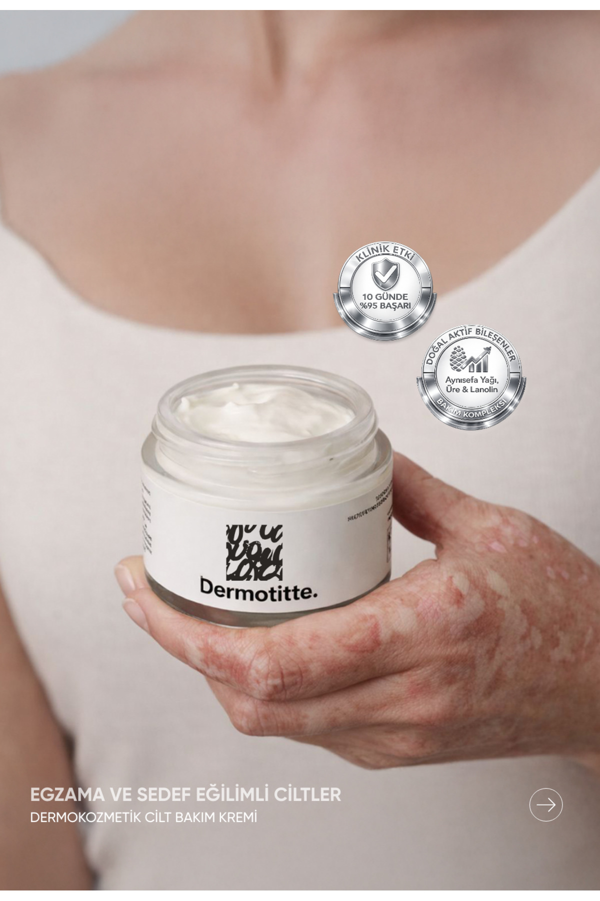 Dermotitte Sedefe Eğilimli Ciltler (Egzema) İçin Onarıcı ve yatıştırıcı Bakım Kremi 50 ml — dermotitte — تصویر 5 از 8