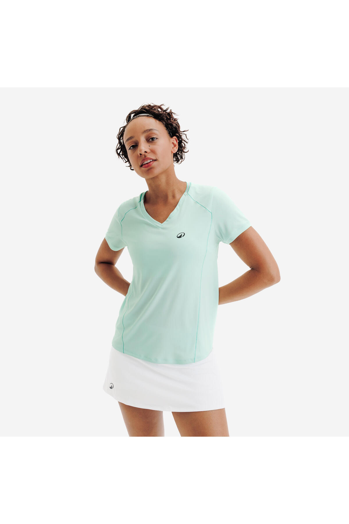 Decathlon Kuikma Kadın V Yaka Tenis Tişörtü - Yeşil - Dry