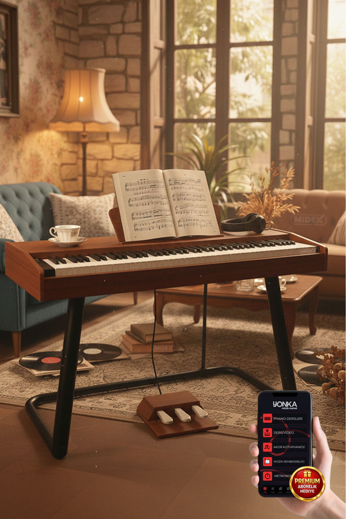 Midex Plx-125or taşınabilir Dijital Piyano Tuş Hassasiyetli 88 Tuş