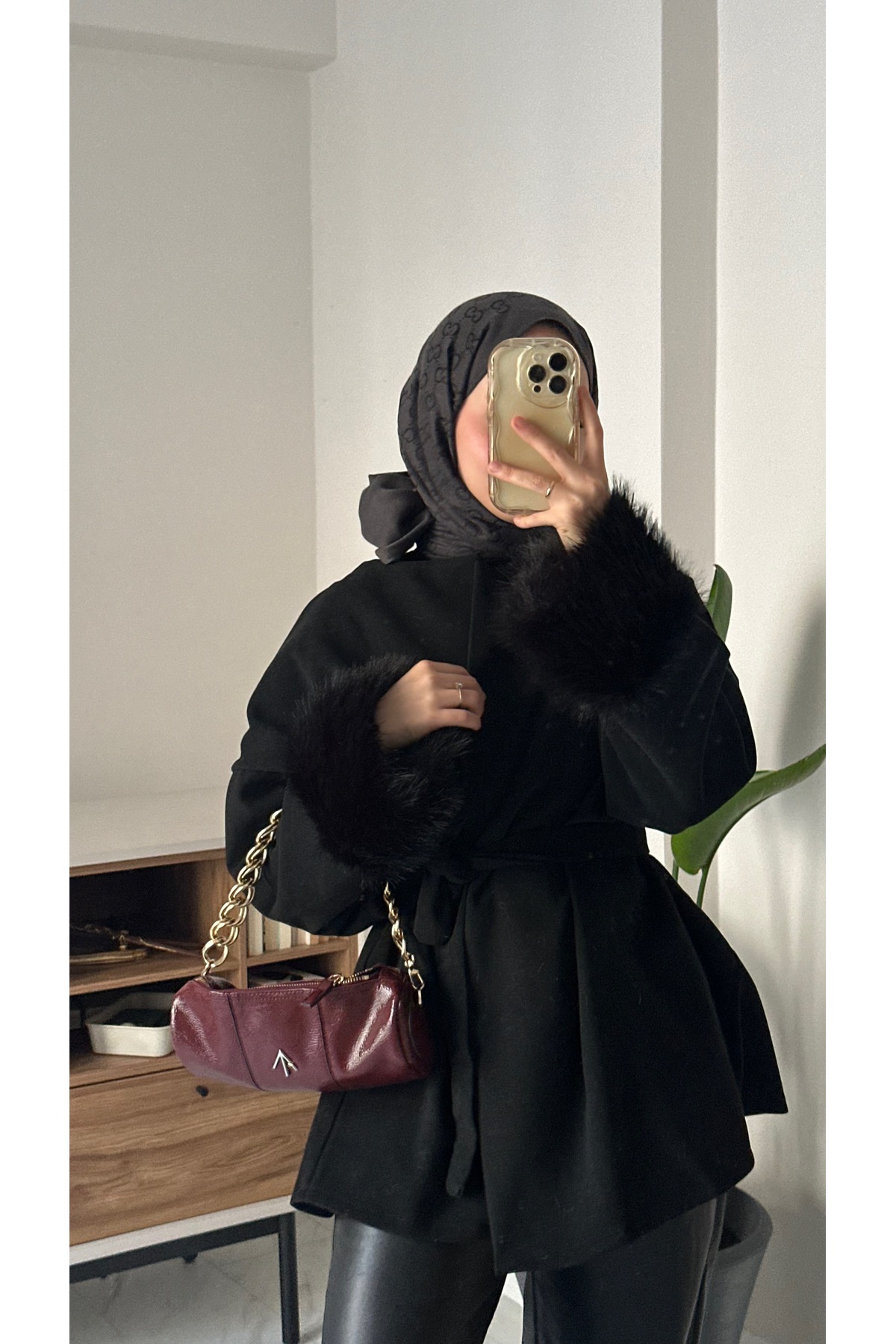 Çınar Couture SİYAH KAŞE KÜRK DETAYLI CEKET görsel 5