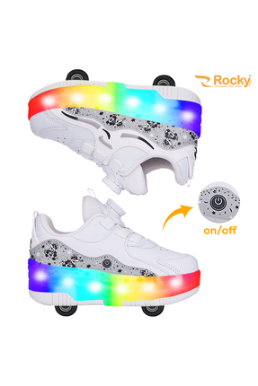 ROCKY SPORT Çocuk Patenli Işıklı Tekerlekli Spor Ayakkabı & Rahat Beyaz Kayka...