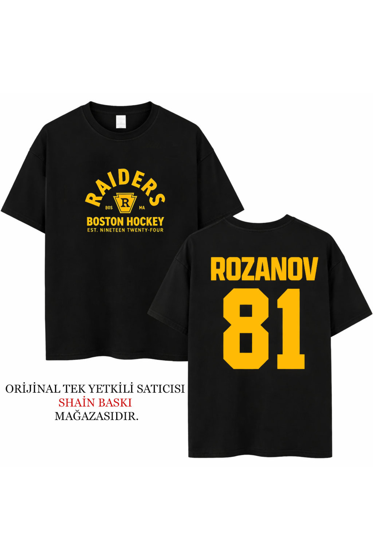 AYDESİGN  Heated Rivalry İlya Rozanov 81 Tasarım Yazılı Çift Taraf Baskılı Unisex Siyah Tişört T-shirt