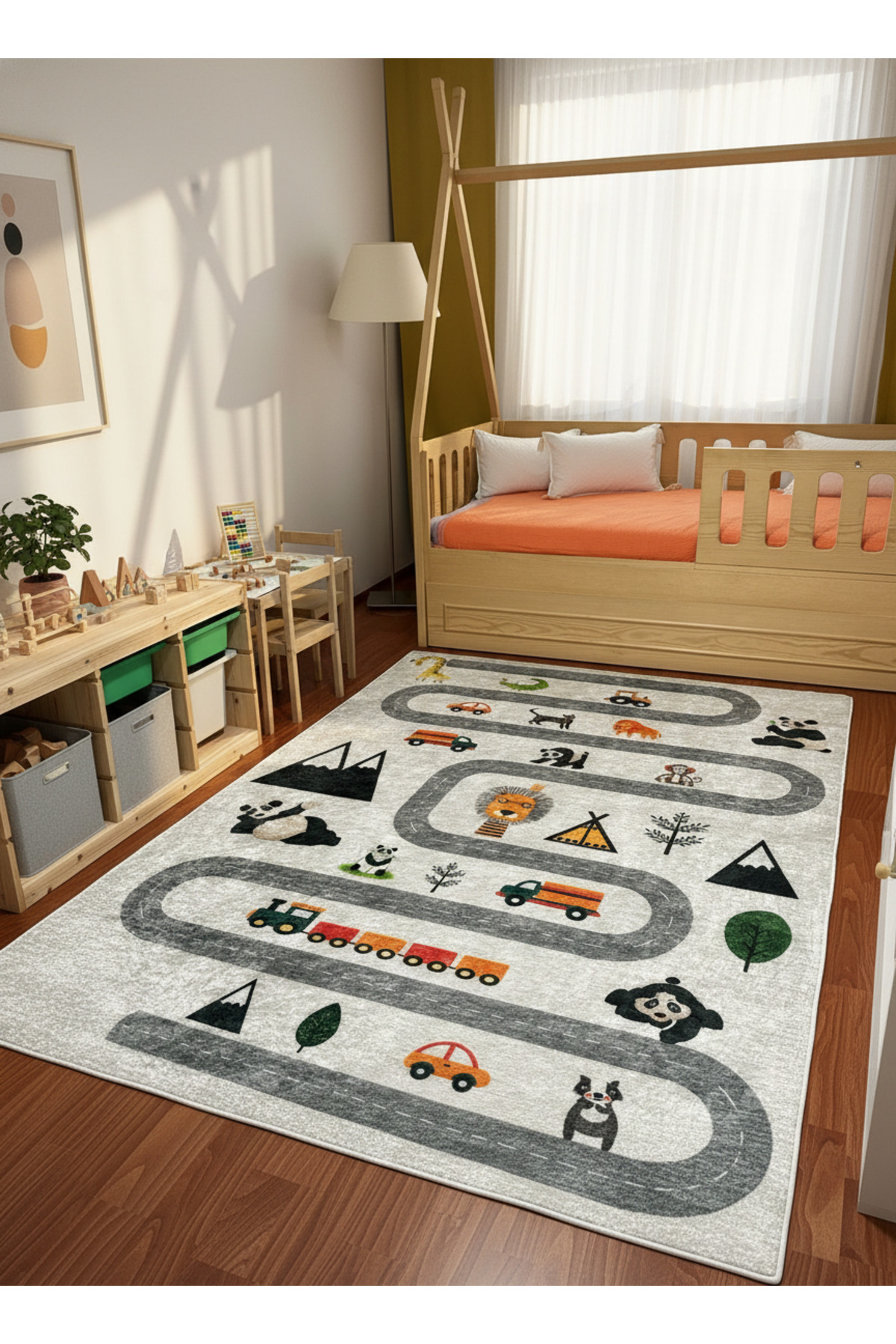 ALLGELSİN Yıkanabilir Kaymaz Tabanlı Çocuk Odası Halısı Ince Aktivite Ve Oyun Halısı 160x230 4m2 fotoğrafı 3 (önizleme)