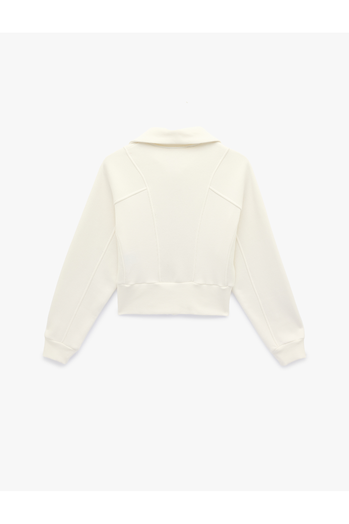 Koton  Şardonlu Uzun Kollu Klasik Yaka Fermuarlı Sweatshirt - Görsel 4