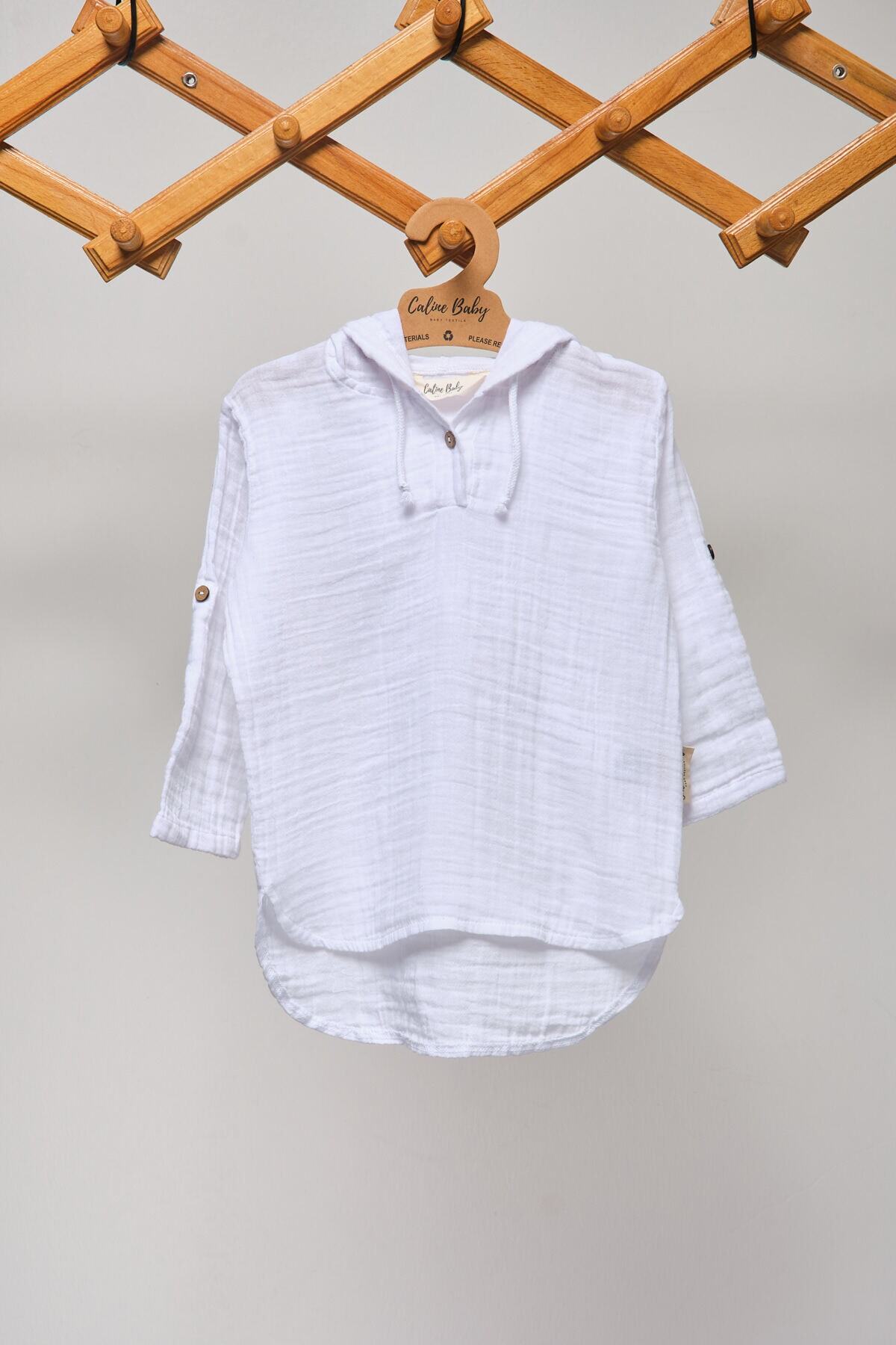 Caline Baby 2 Kat Müslin Unisex Bebek Gömleği - Beyaz fotoğrafı 4 (önizleme)
