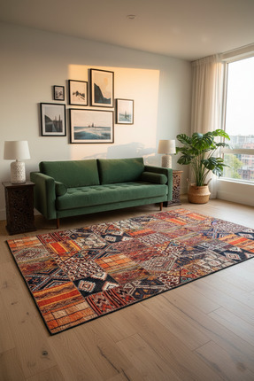 eco concept Patchwork Kilim Desen Halı, Eskitme Desen Halı, Bohem Halı, Dijit...