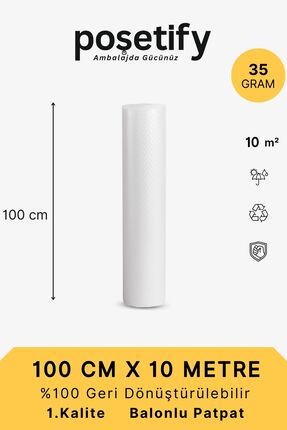 POŞETİFY 100 cm x 10 m Balonlu Naylon Patpat | 1. sınıf | 3 Katlı | 10 m2 | 3...