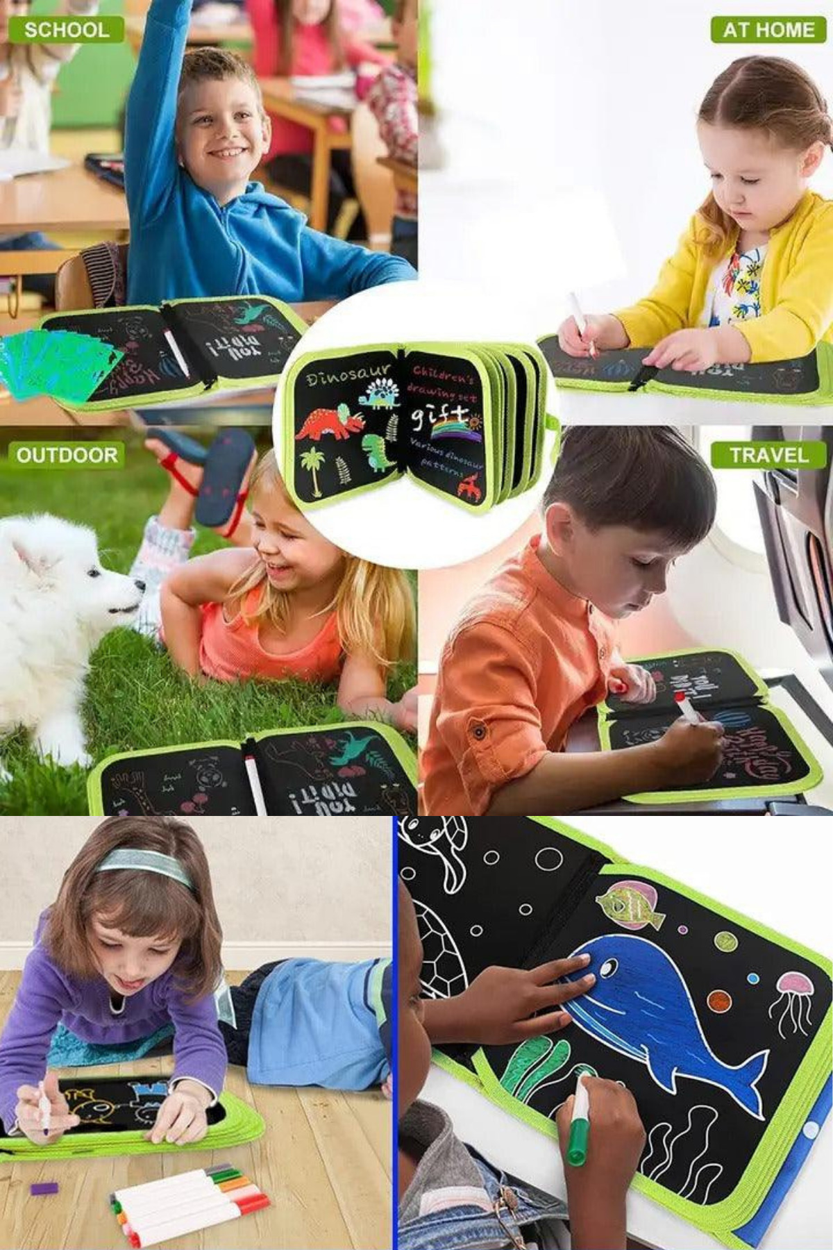 WAPPA Silinebilir Doodle Çizim Defteri / 6 Adet Kalem ve 2 Adet Silme Bezi HEDİYE fotoğrafı 3 (önizleme)