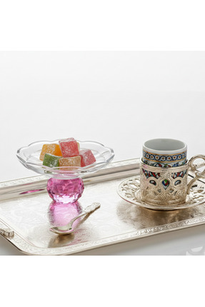 i love home glass Kristal Top Kahve Yanı Tabak 6'li Set