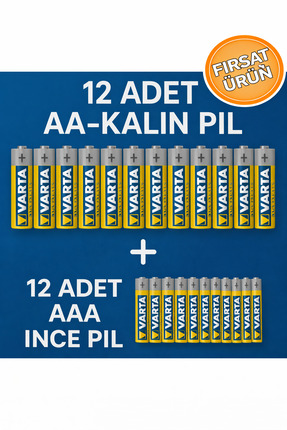 ANI OFİS KIRTASİYE A K 24’lü Çinko Karbon Pil Seti – 12 Adet Aa (KALIN) 12 Ad...