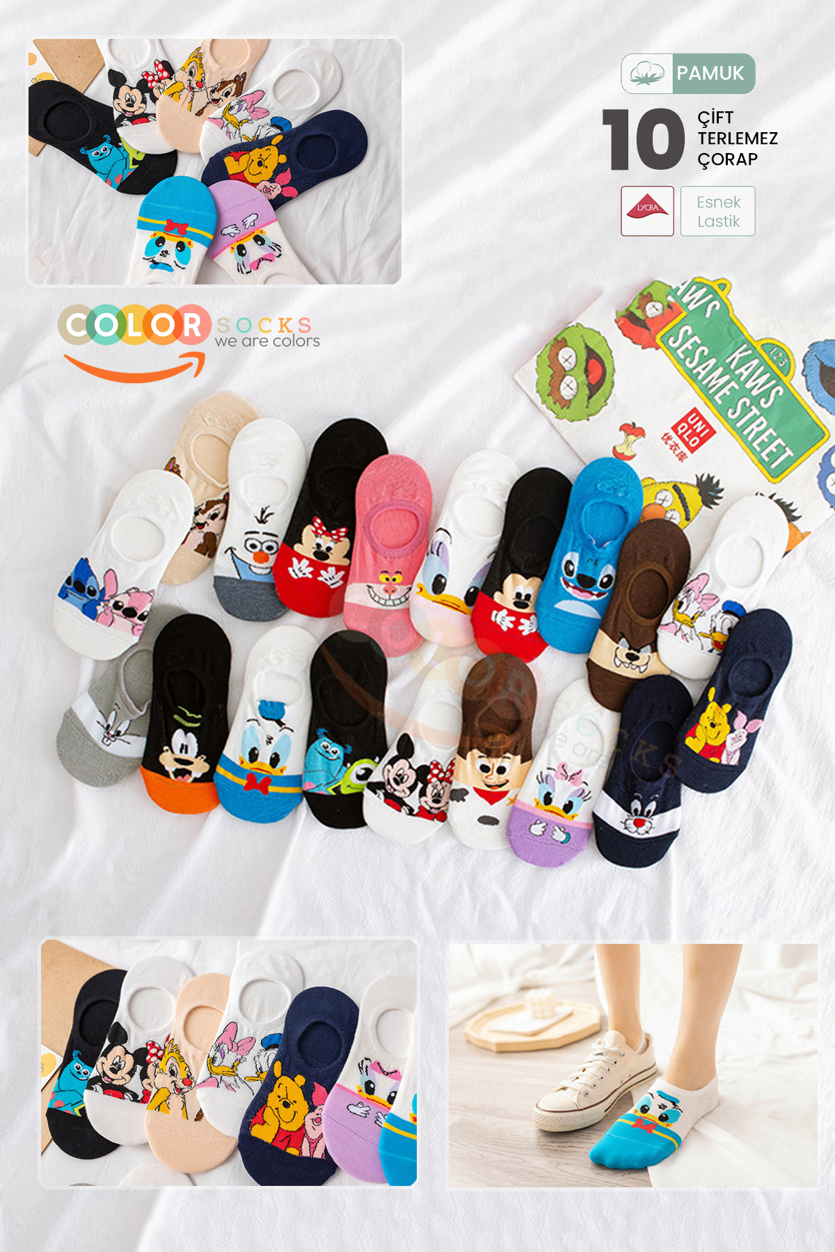 Color Socks 10 pari zabavnih i slatkih ženskih čarapa Lik (POSEBNO MEKANE)