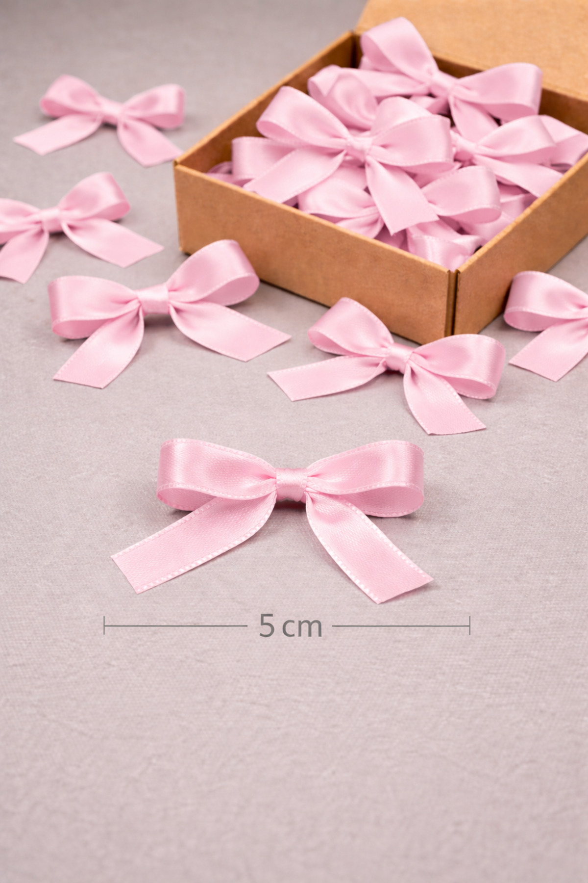 edalle 50 Adet Pembe Saten Hazır Fiyonk Küçük 10mm El Yapımı fotoğrafı 2 (önizleme)