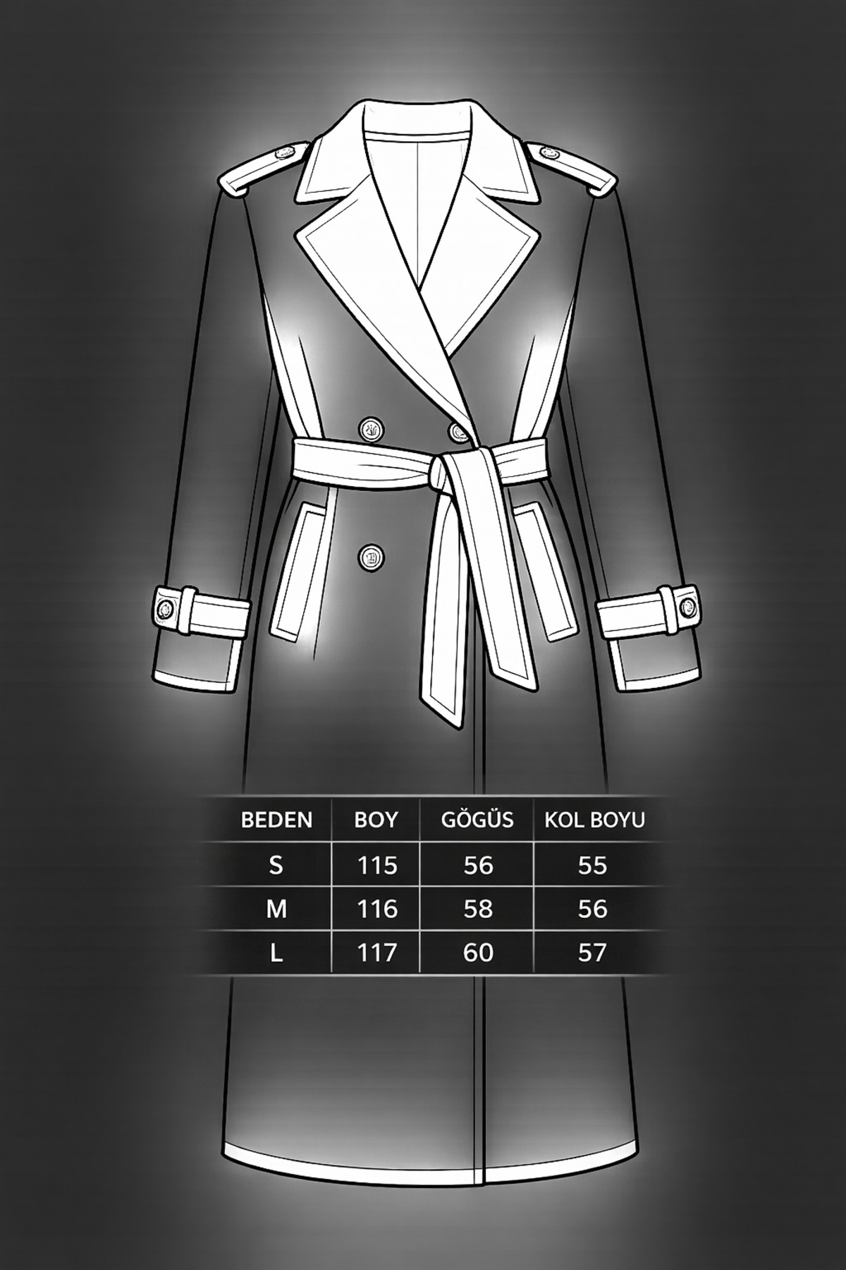 Perryes  Kadın Siyah Kaşe Kaban Uzun Kışlık Kuşaklı Şık Palto Mont - Görsel 8