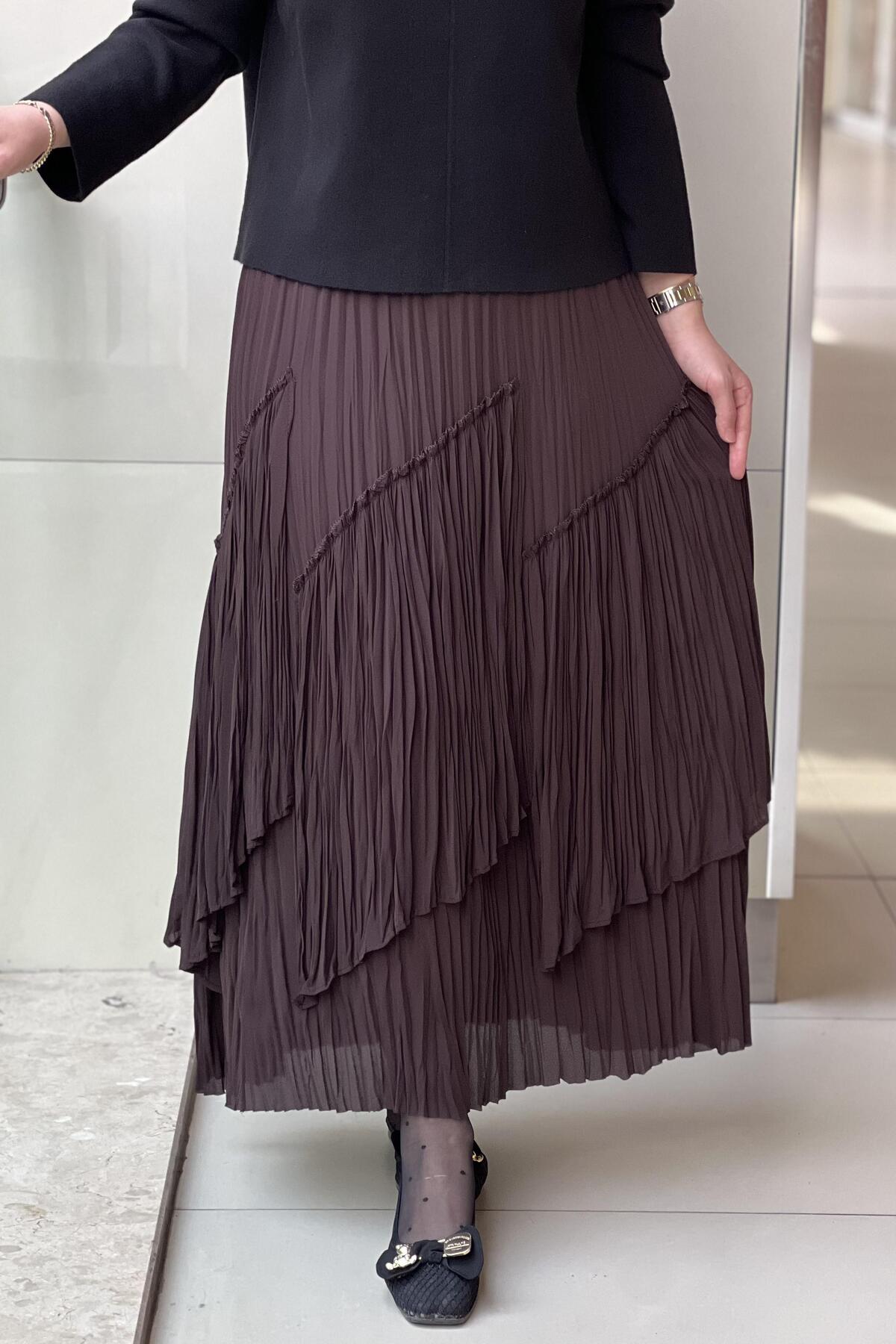 sentez giyim  Sentez Viola Parçalı Kırıştırma Etek - Görsel 2