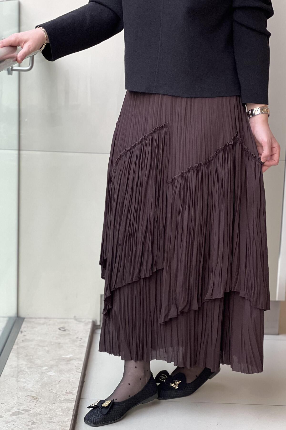 sentez giyim  Sentez Viola Parçalı Kırıştırma Etek - Görsel 3