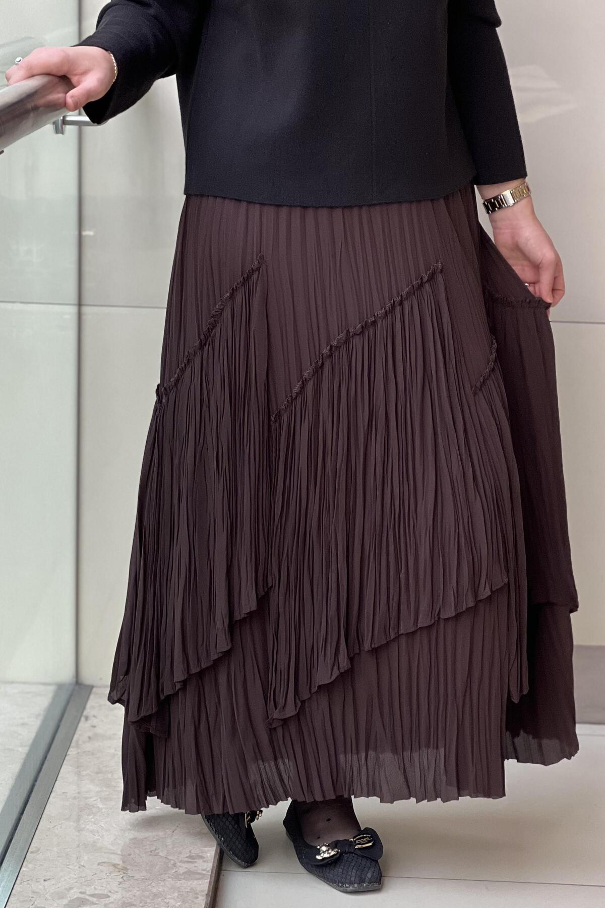 sentez giyim  Sentez Viola Parçalı Kırıştırma Etek - Görsel 4