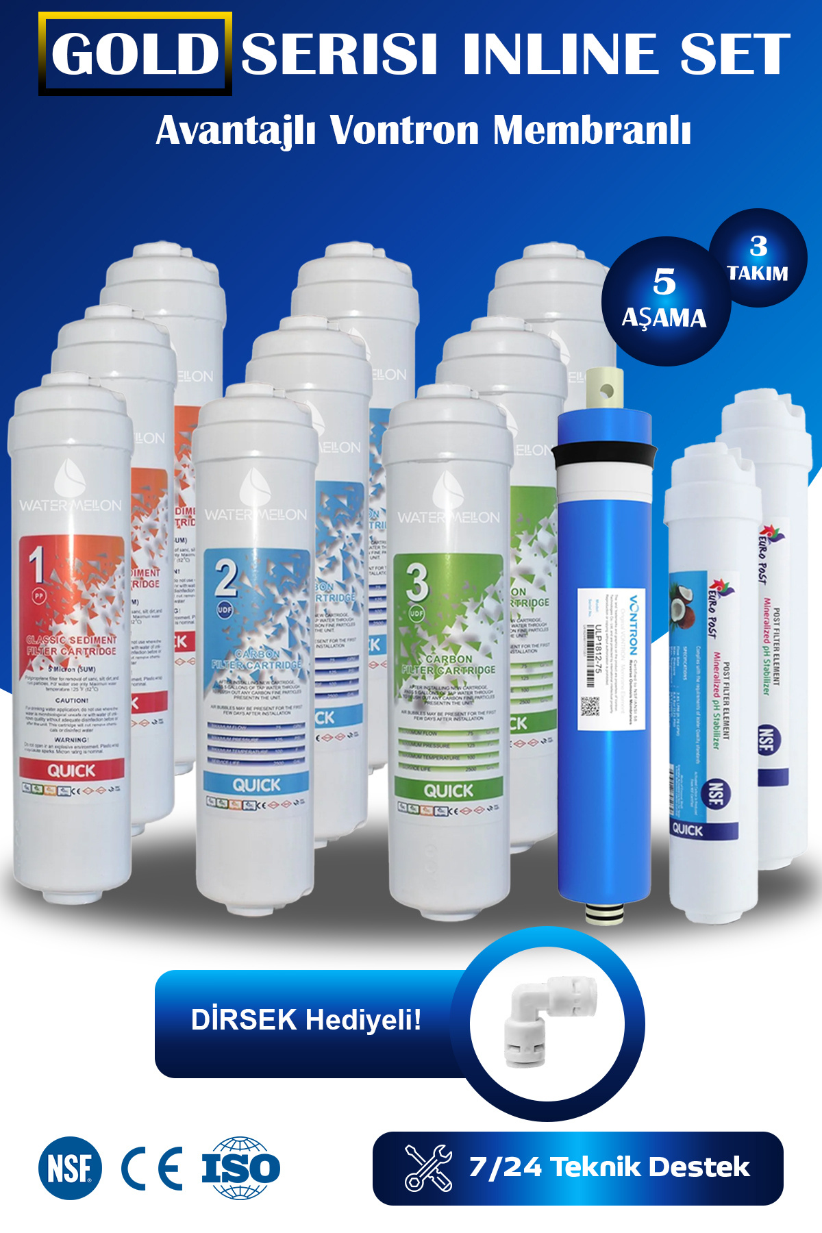 GOLD Series Closed Case 5 Stage 3 Sets Advantageous Filter Maintenance Kit with Vontron Membrane