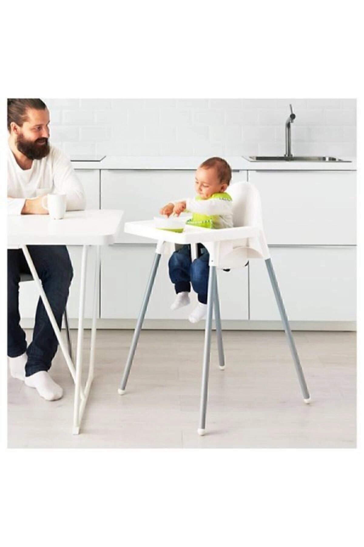 IKEA Unisex Beyaz Antilop Tepsili Mama Sandalyesi fotoğrafı 3 (önizleme)
