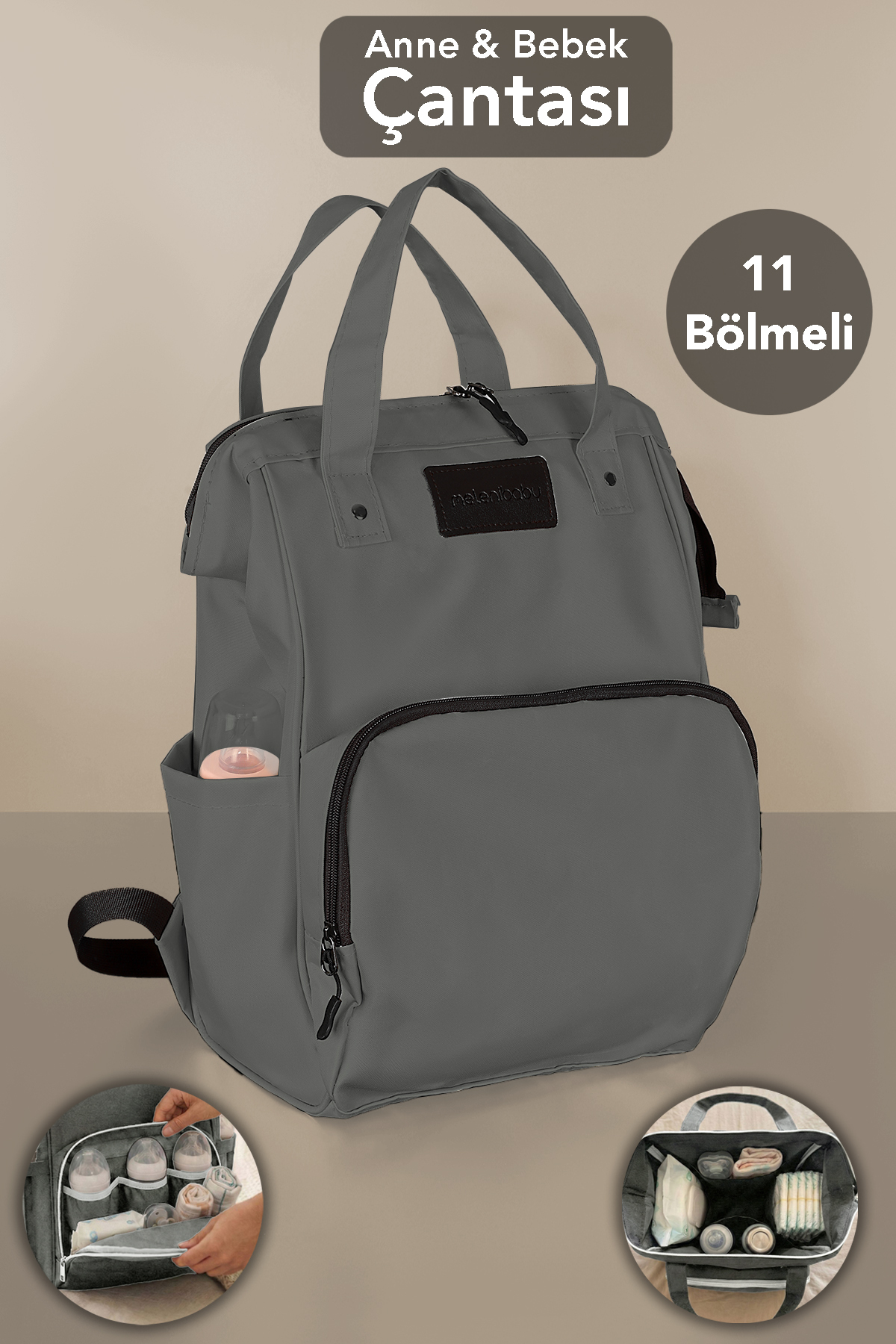 Mother Baby Care Backpack - Baby Stroller Baby Partition Backpack with Hanging Apparatus Grey
