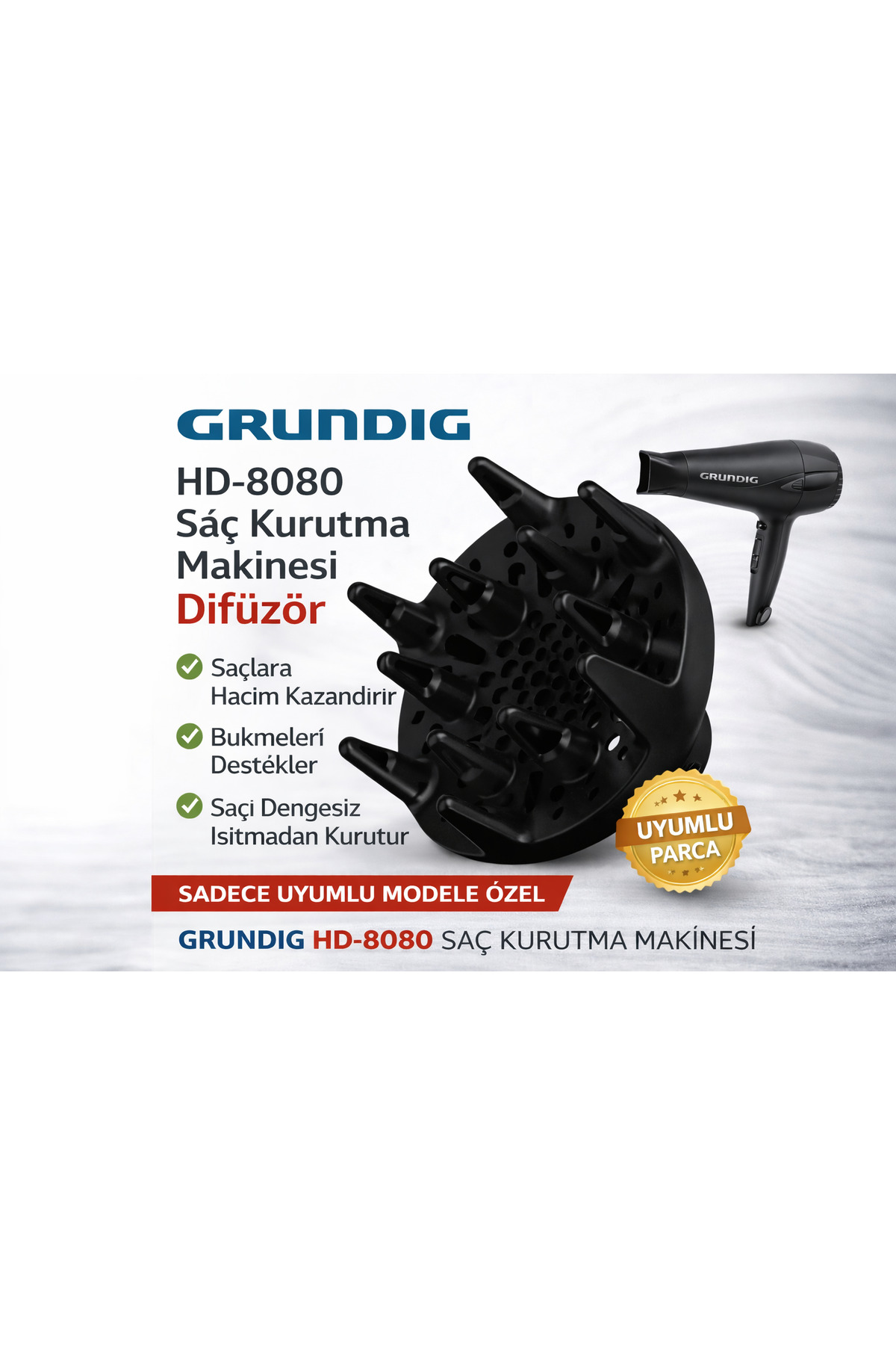 ÖZ BEYAZ EŞYA _Grundig - HD-8080 Saç Kurutma Makinesi Difüzör