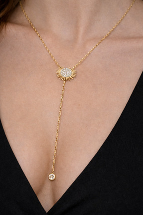 Zeraf Takı Zeraf Altın Kaplama Güneş Figürlü Y Kadın Kolye