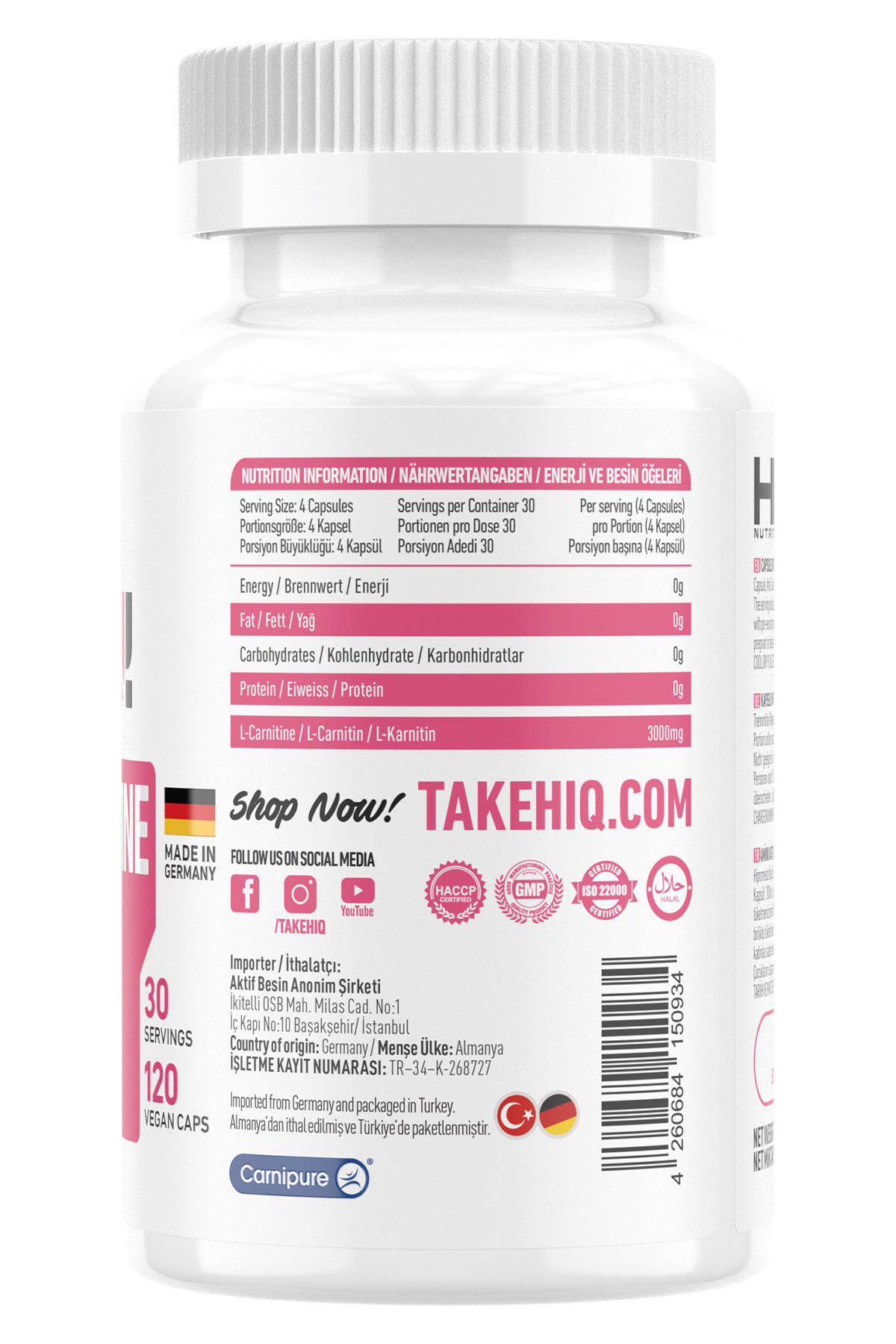 hiq l carnitine HIQ NUTRITION HIQ L-CARNITINE 120 CAPSUL
