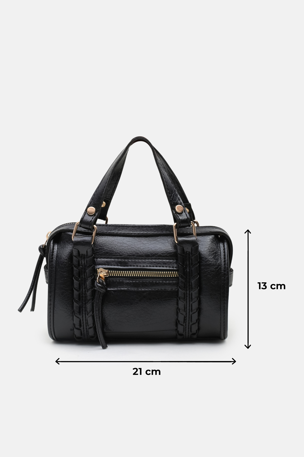 Women's Black Wrinkle Leather Casual Style Hand, Crossbody & Shoulder Bag