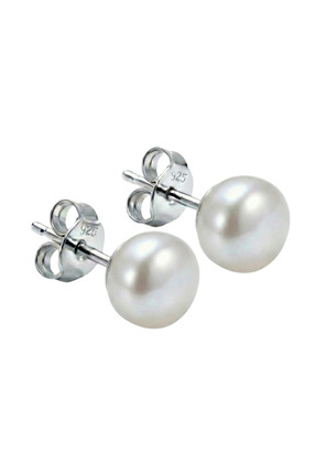 Birinci1926 925 Ayar Gümüş 8 Mm Doğal Inci Kadın Küpe