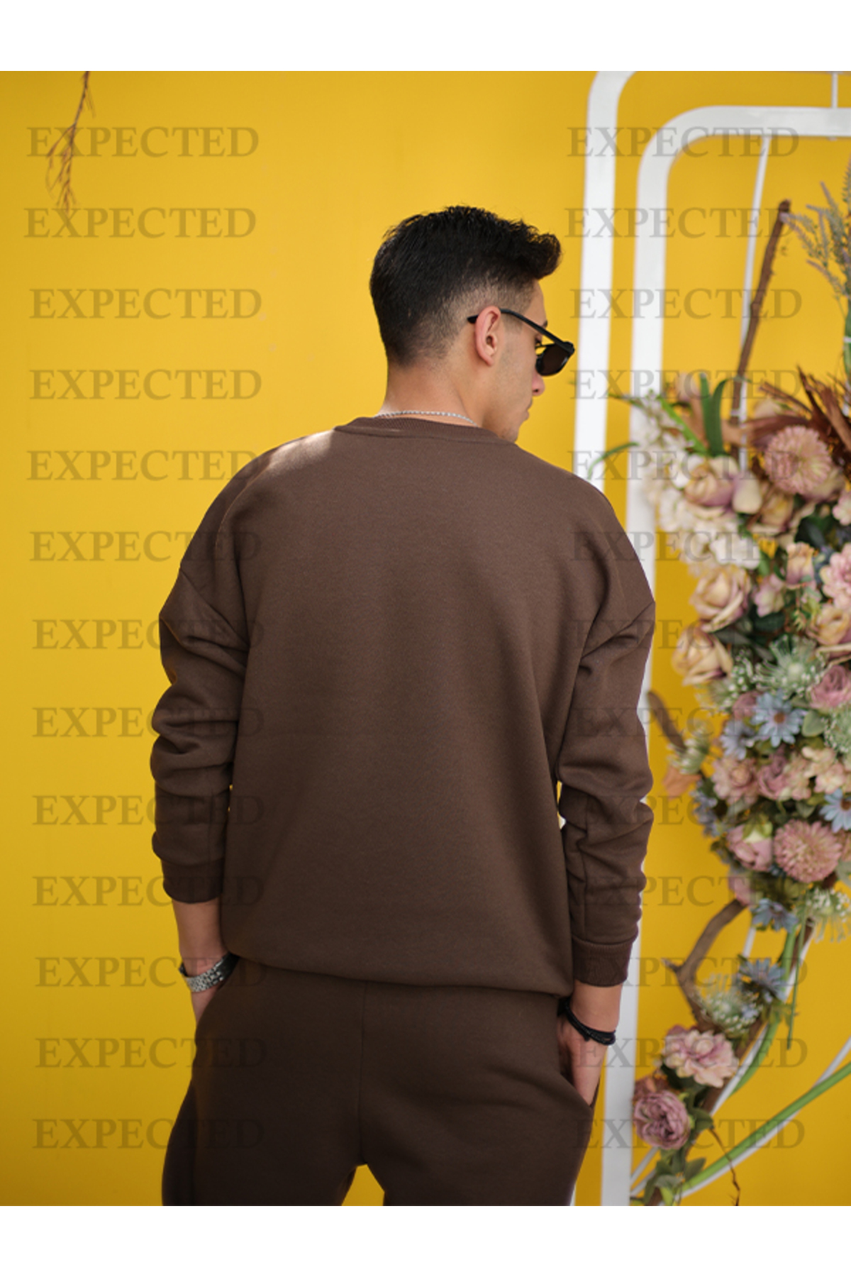 ست لباس ورزشی مردانه قهوه‌ای 3 نخ نخی — قهوه‌ای EX-EEŞMNTK — تصویر 5 از 6