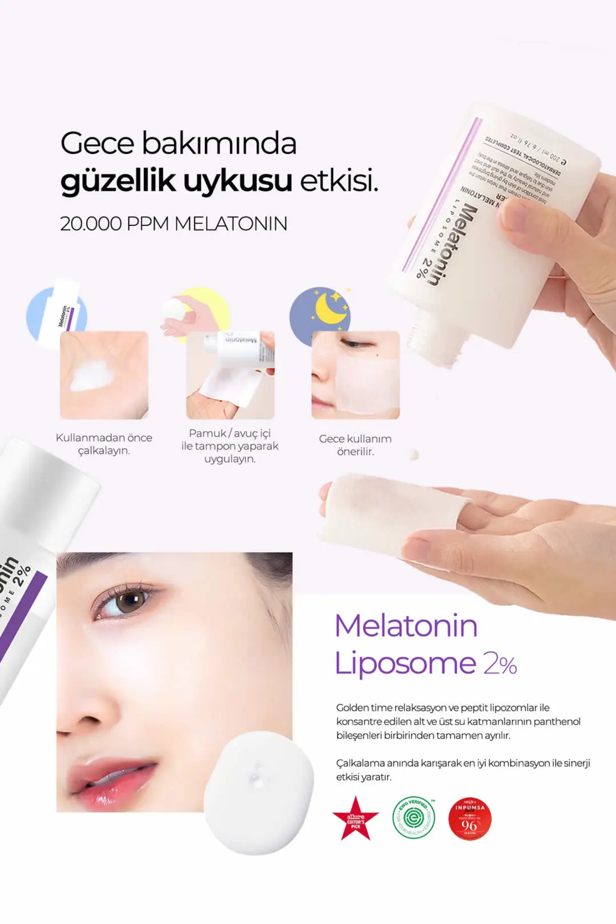 %2 Melatonin Içeren Çift Fazlı Yorgunluk Karşıtı Krem Tonik Melatonin Cream Toner 200 ml — 8809783327708 — تصویر 5 از 7
