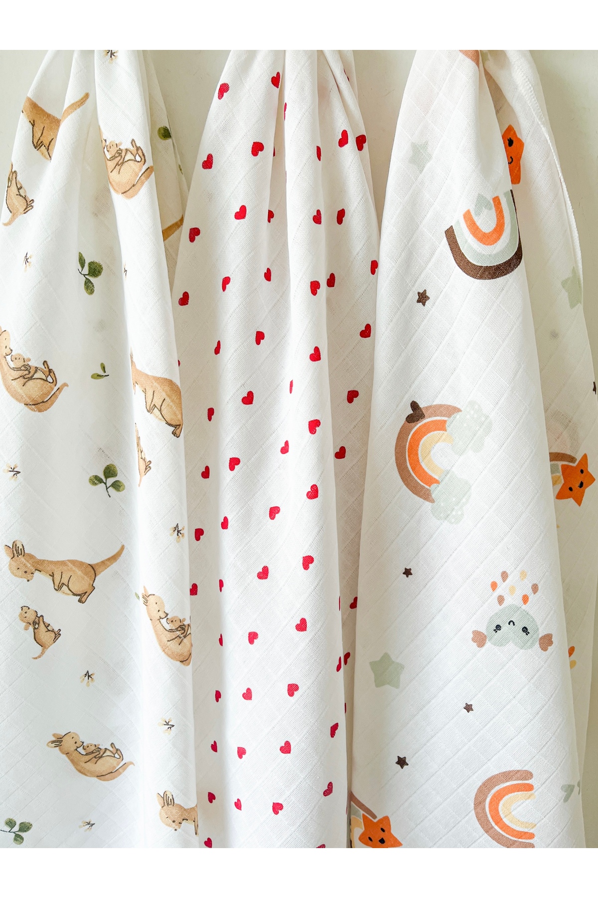 COOLMINIES Çok Amaçlı Müslin Örtü 3’lü Set, Müslin Yenidoğan Bebek Battaniyesi, %100 Pamuk Müslin Bez, 80*90 cm fotoğrafı 2 (önizleme)