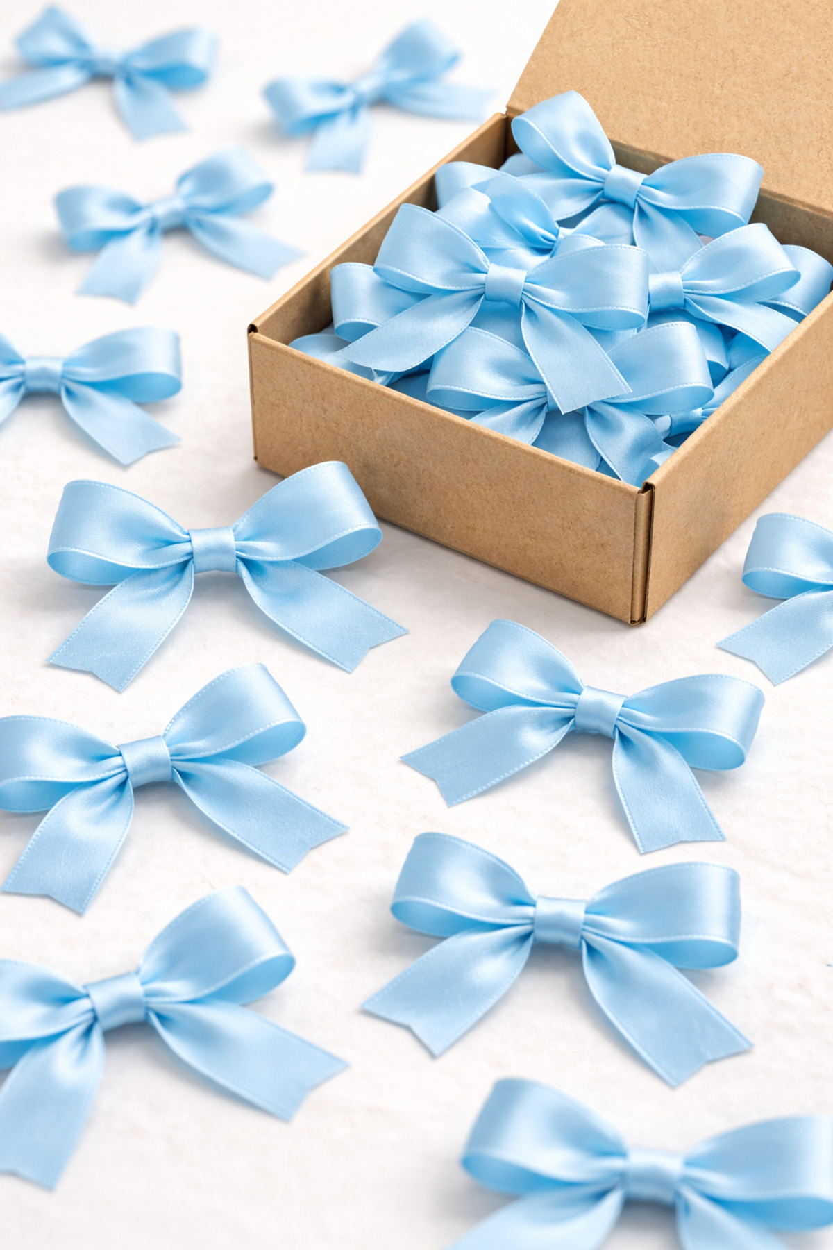 50pcs Blue Satin Ready Bow Ties Small 10mm Handmade