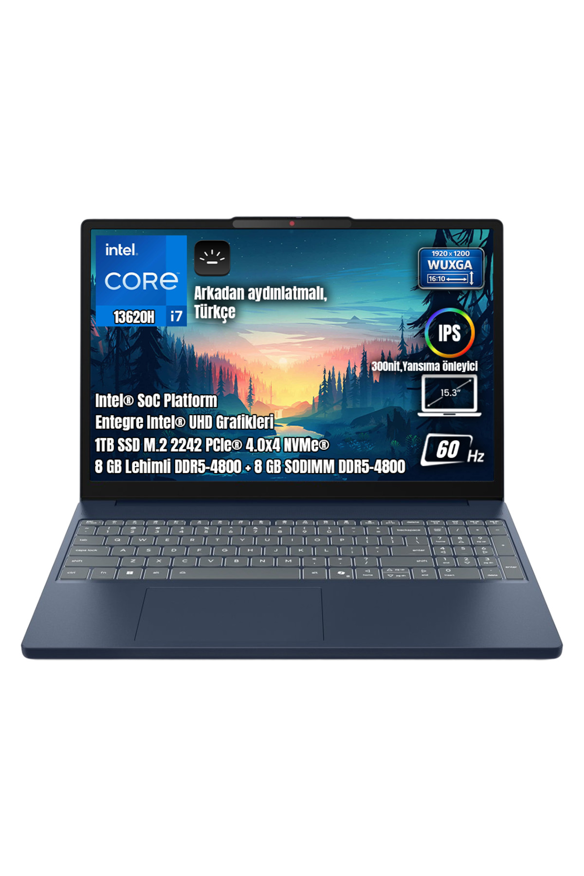 IdeaPad Slim 3 15IRH10 83K10061TR i7-13620H 16GB DDR5 1TB SSD WUXGA 15.3" IPS 60