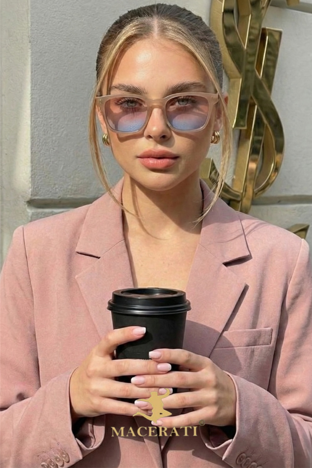 MACERATİ Swank Unisex Nude Kare Çerçeve Renkli Cam Güneş Gözlük