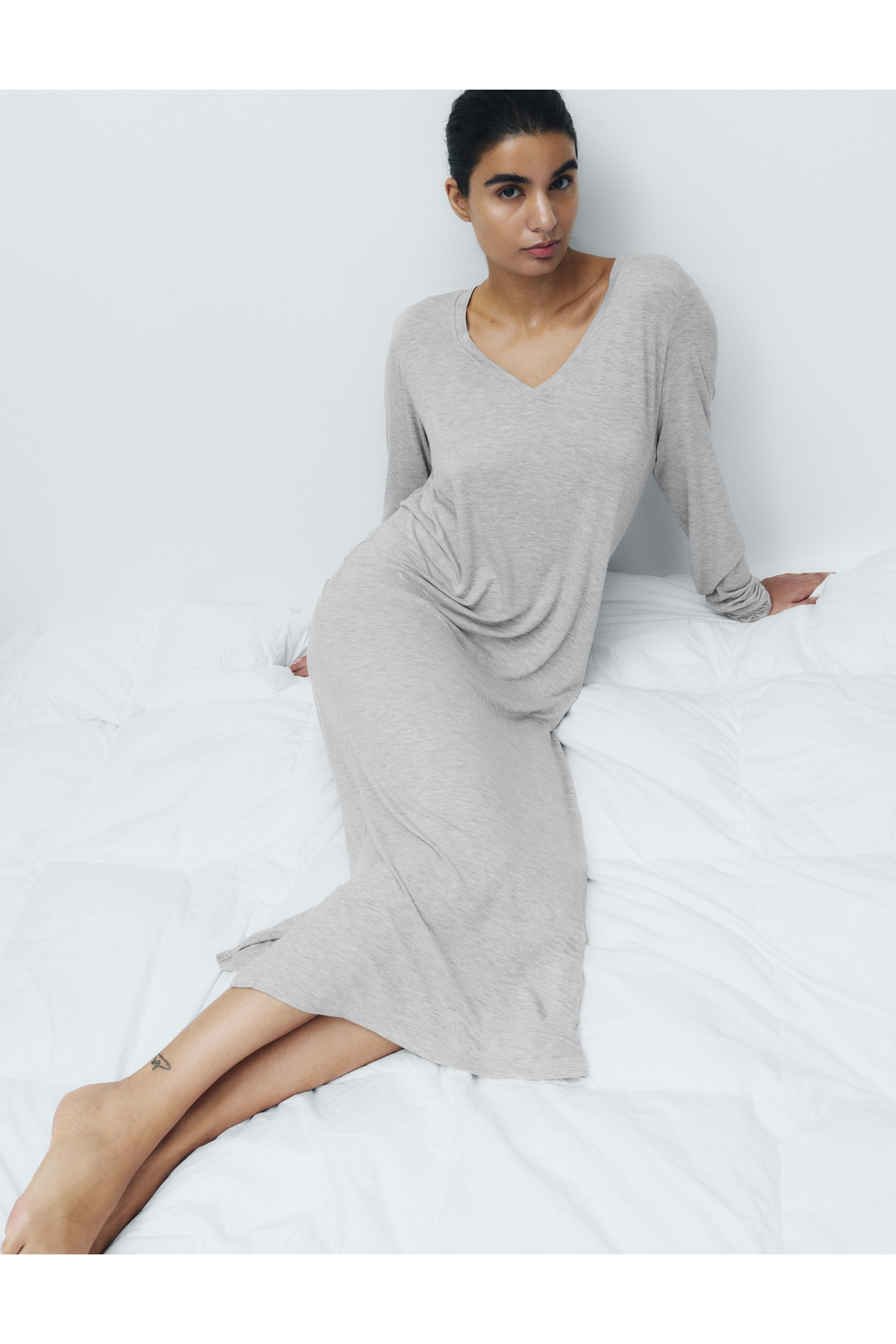 Marks & Spencer Dantel Detaylı Uzun Gecelik