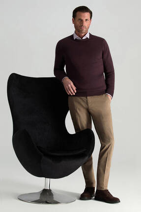 Hemington Merino Yünü Bisiklet Yaka Bordo Triko Kazak