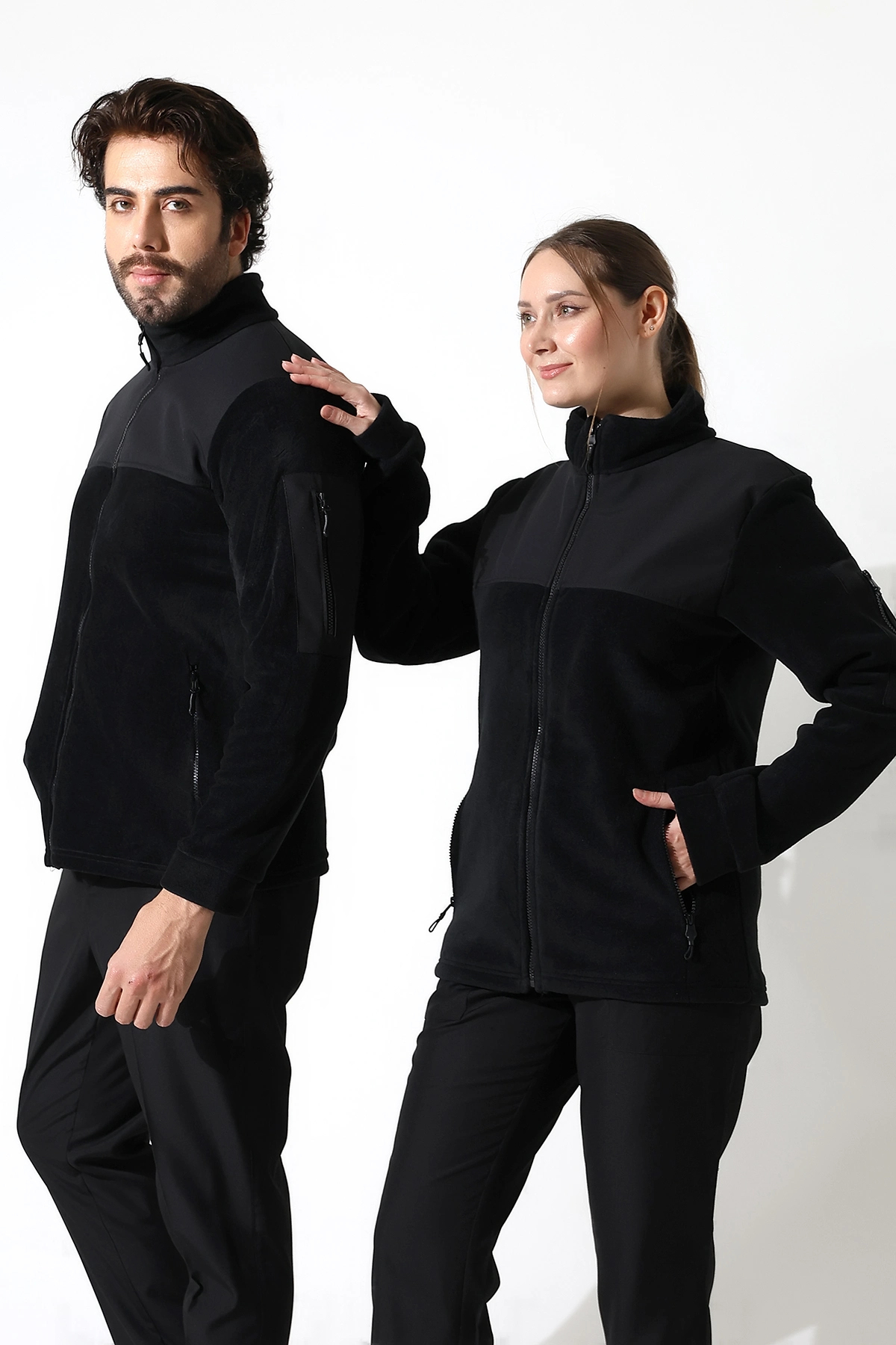 پالتو پشمی یونیسکس با یقه نرم - مشکی — مشکی P5969S5043 — تصویر 5 از 8