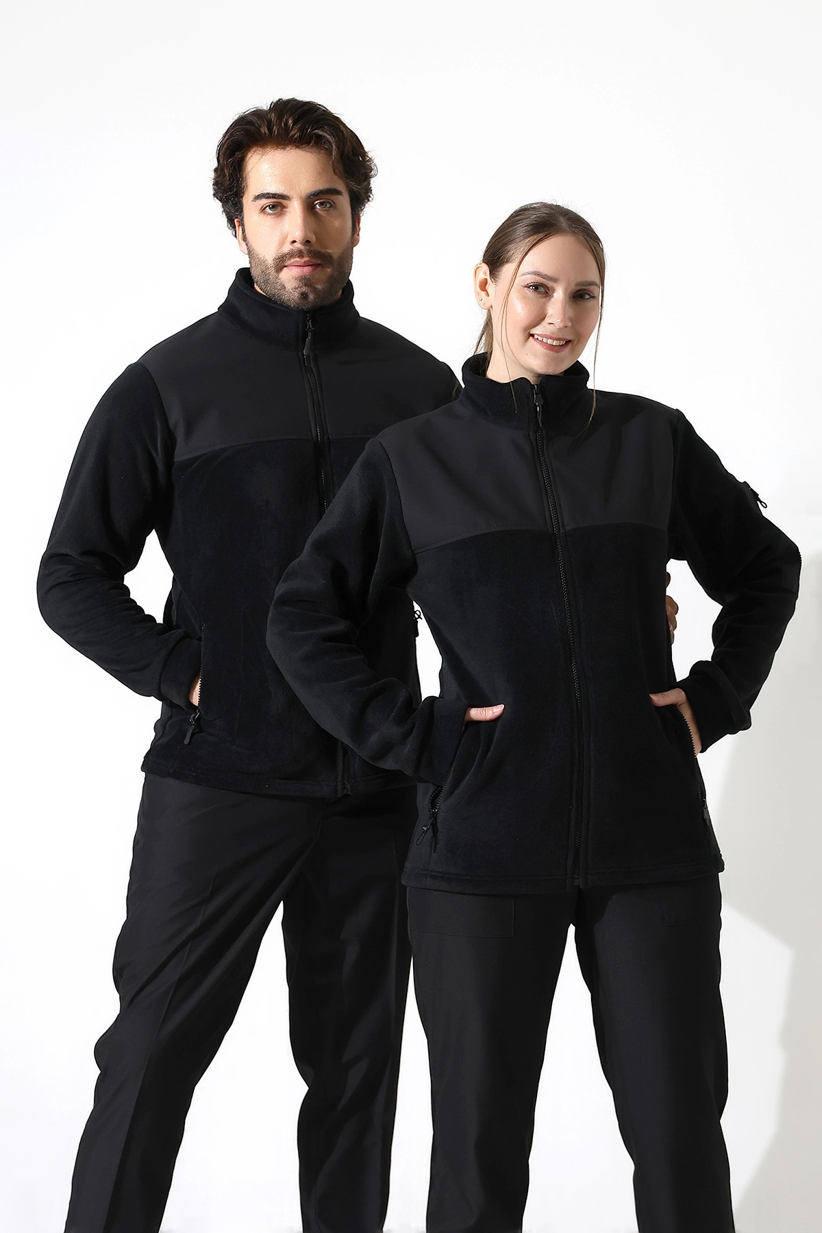 پالتو پشمی یونیسکس با یقه نرم - مشکی — مشکی P5969S5043 — تصویر 3 از 8
