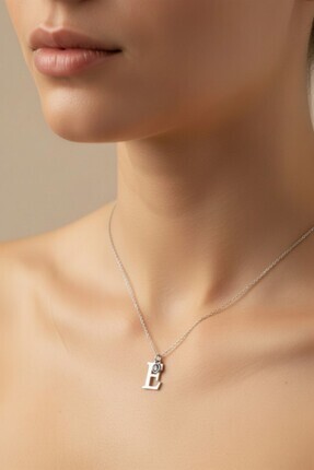 iniaHome 925 Ayar Gümüş Baş İsme Özel Baş Harf ve Doğum Taşlı Kişisel Kolye P...