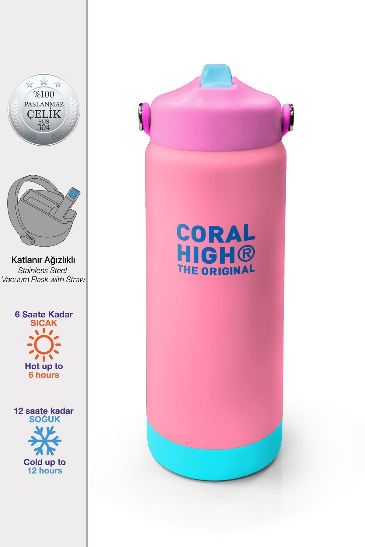Coral High Milka Dondurma Desenli Katlanır Ağızlıklı Çelik Termos