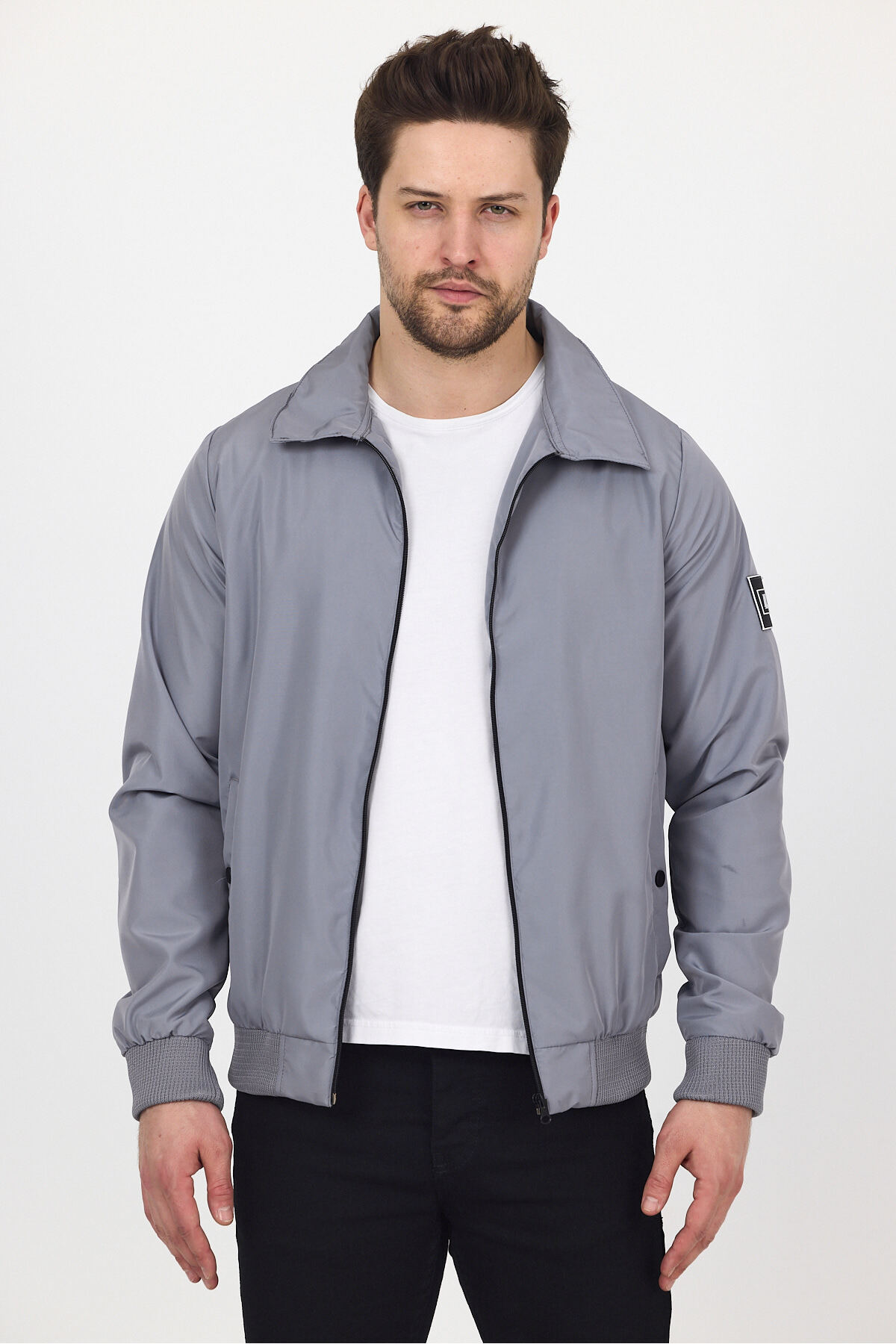 LEVEL HİGH  Erkek Bomber Ceket - Hafif ve Şık Günlük Mont - Gri