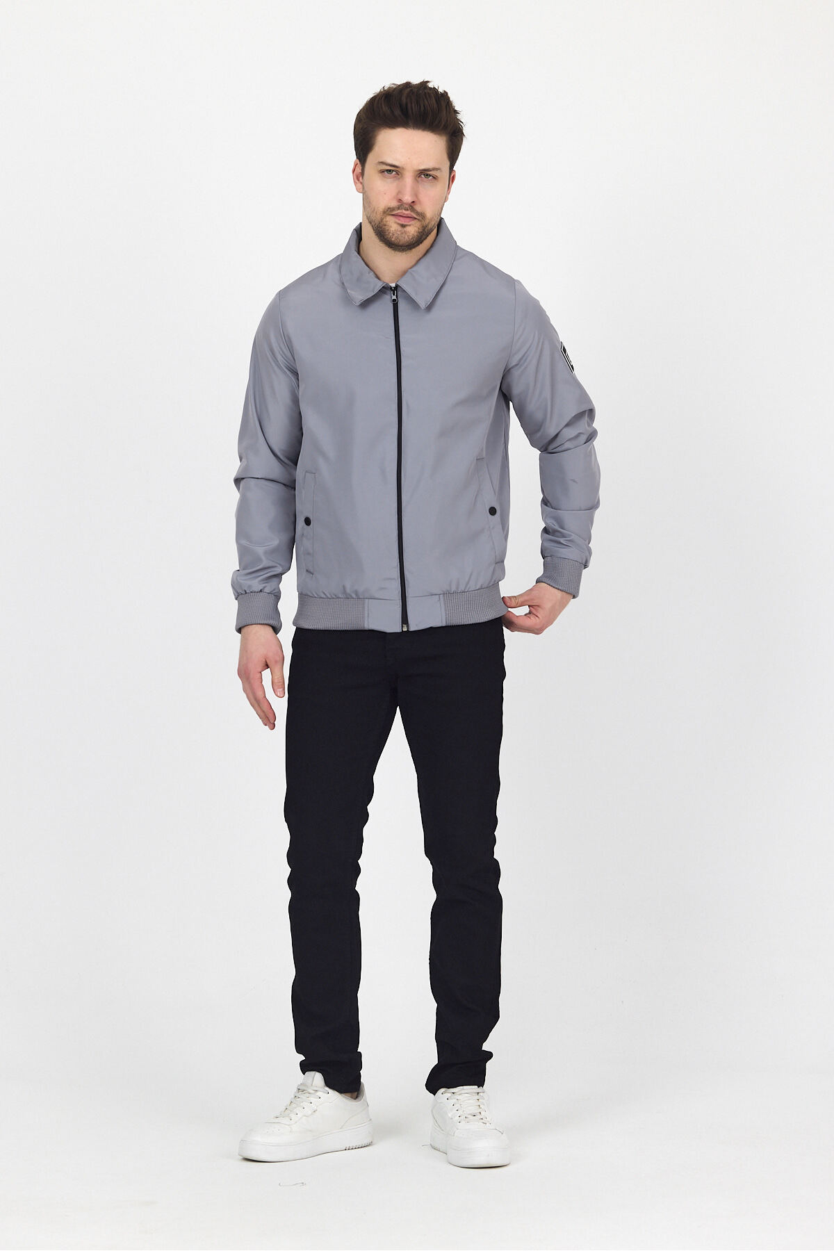 LEVEL HİGH  Erkek Bomber Ceket - Hafif ve Şık Günlük Mont - Gri - Görsel 4