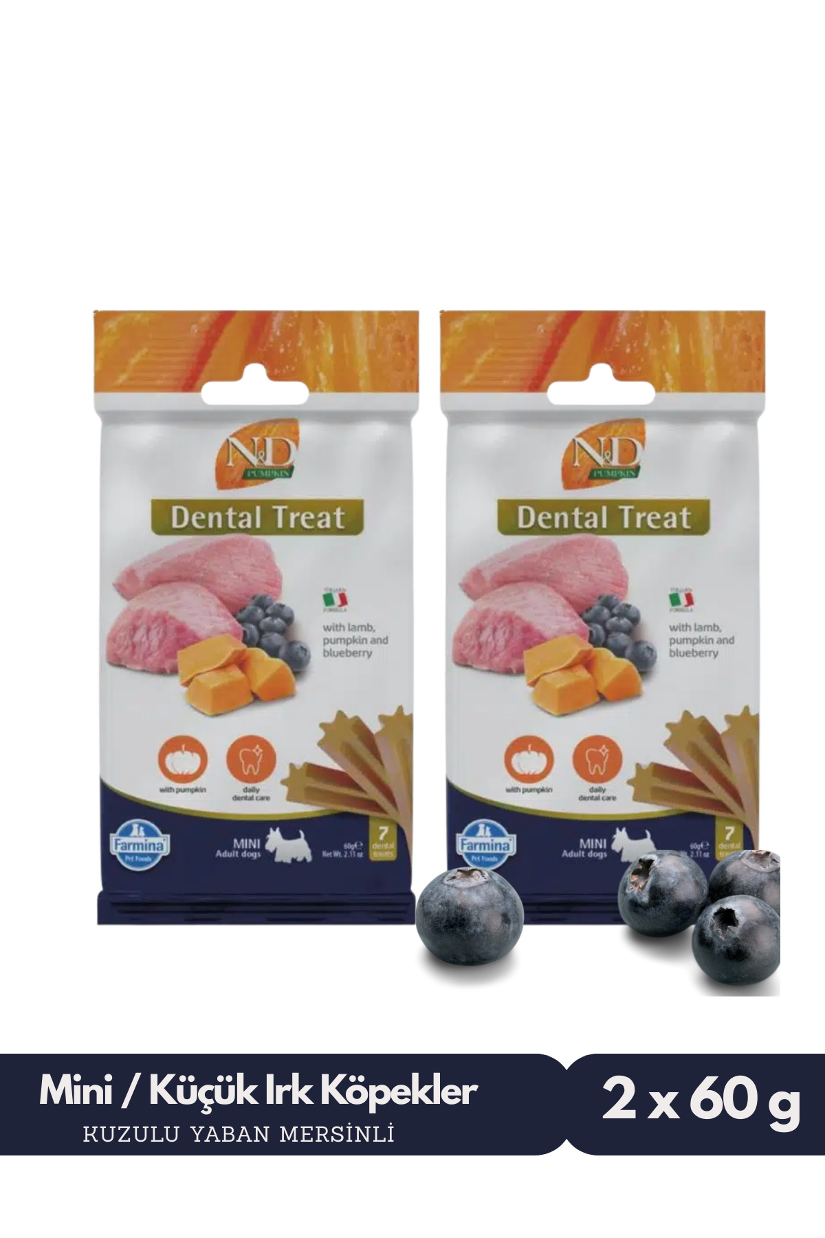 N & D Dental Treat Kuzulu Yaban Mersinli Mini Köpek Ödülü 60gx2