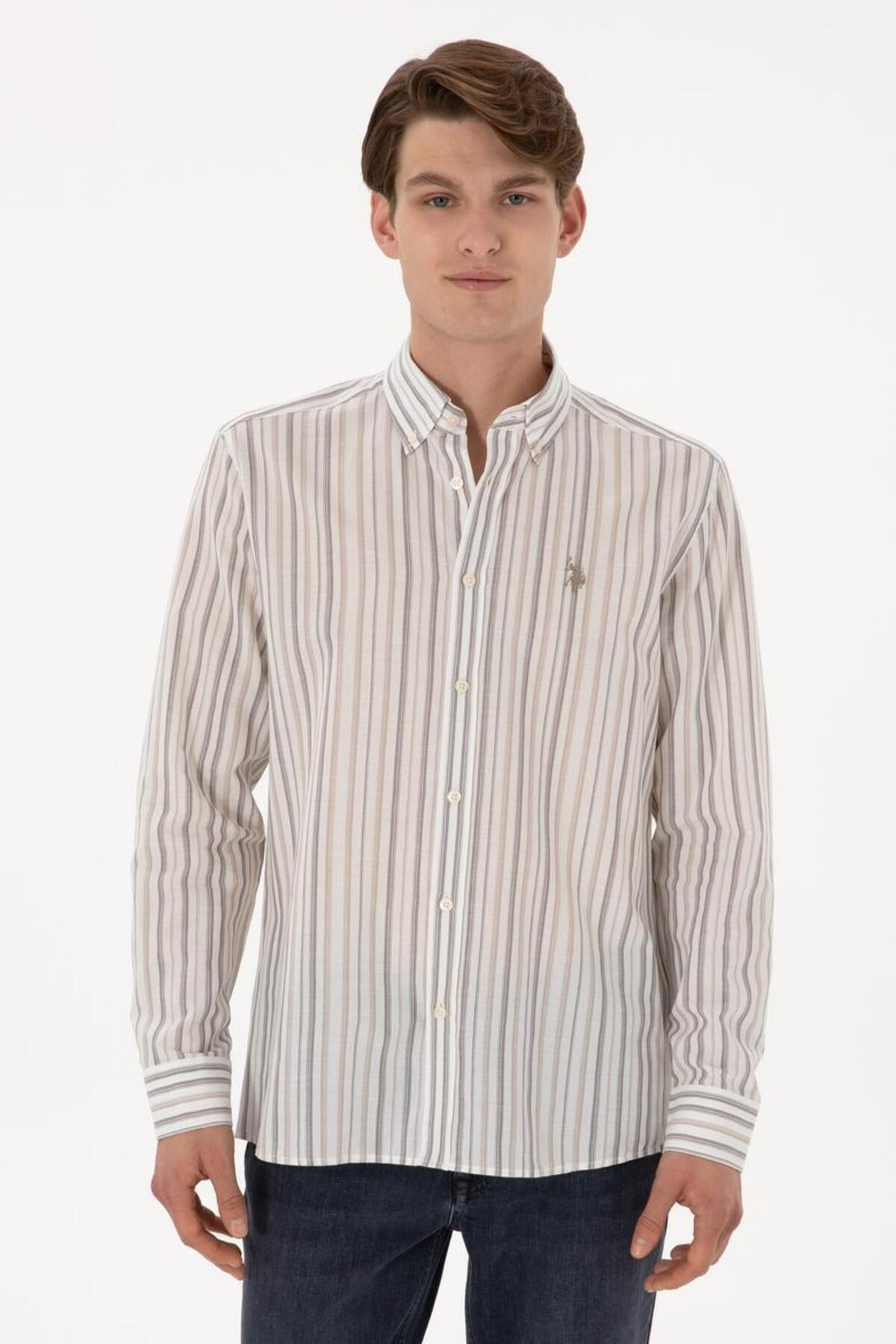 U.S. Polo Assn. U.S. Polo Asnn. Dokuma Erkek Gömlek 2106583 — قهوه‌ای 5003263383
