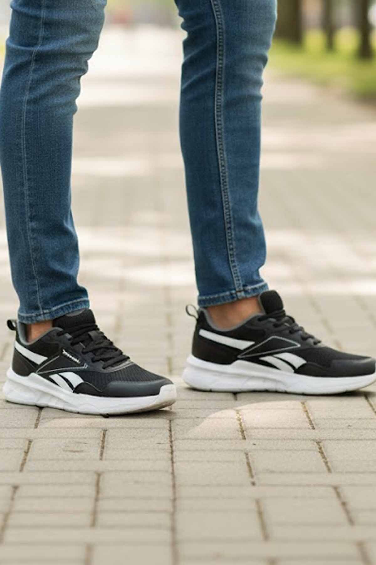 Reebok Siyah Beyaz Erkek Spor Ayakkabı - Günlük Yürüyüş ve Koşu Ayakkabısı - Hafif Taban Rahat Kalıp-C1