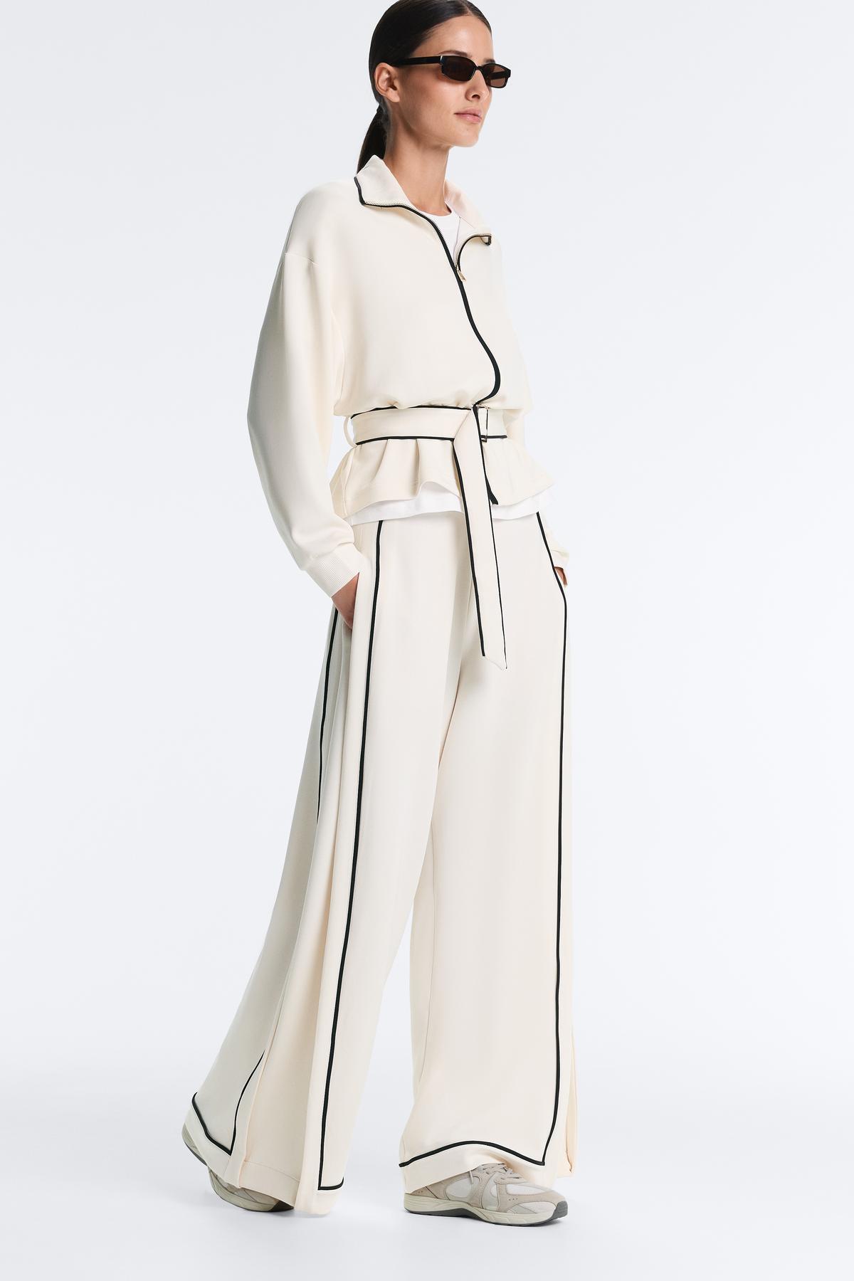 Oysho  Kontrast Piping Detaylı Yumuşak Dokunuşlu Modal Geniş Paça Pantolon - Görsel 7